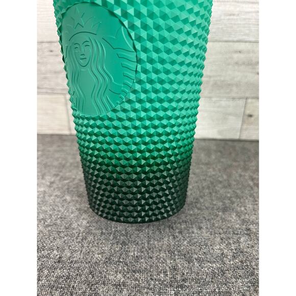 Starbucks 2022 WAXBERRY Green Mint STUDDED Ombré Tumbler Grande NEW Holiday Cup - Picture 4 of 7